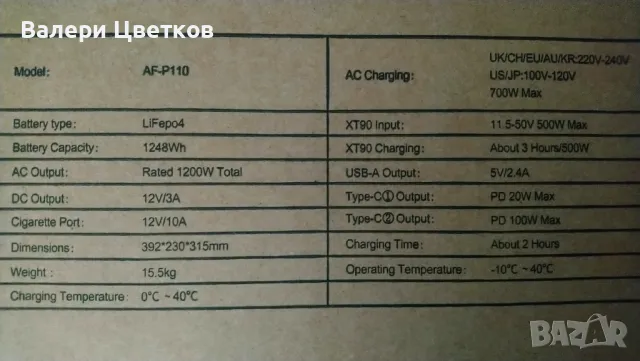 Преносима елстанция AFERIY, снимка 4 - Къмпинг осветление - 47517215