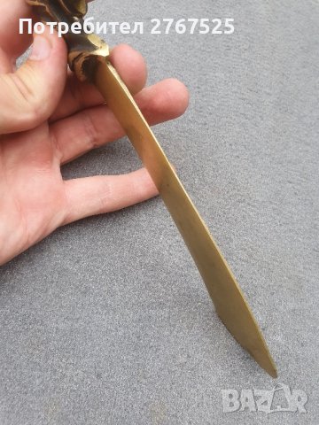 Стар Месингов Нож за писма глава на кон острие, снимка 7 - Други ценни предмети - 42203771