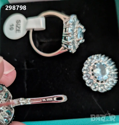 Уникален сребърен комплект с естествен Топаз, снимка 6 - Бижутерийни комплекти - 53692579