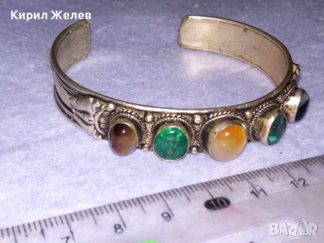 СТАРА СКЪПОЦЕННА ОРИЕНТАЛСКА ПОСРЕБРЕНА БРОНЗОВА РЕГУЛИРУЕМА ЕТНОГРАФСКА ГРИВНА 8650, снимка 9 - Антикварни и старинни предмети - 41196195