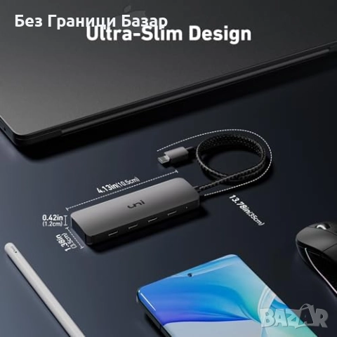 Нов USB Type C Хъб 4 в 1 10Gbps Мултипорт Адаптер за MacBook iPad Surface, снимка 9 - Друга електроника - 51736081