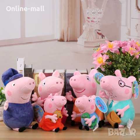 Комплект 4 броя Плюшени играчки Пепа Пиг – цялото семейство (20см и 30см), снимка 2 - Плюшени играчки - 51753588