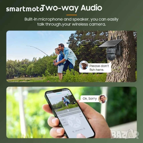 Соларна камера за наблюдение 6MP 4G PTZ PIR датчик 12X Zoom Нощно виждане Камуфлаж, снимка 5 - Соларни лампи - 52633914