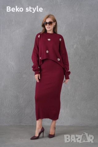 Дамски комплект 2 части Рокля+Пуловер , снимка 7 - Комплекти - 52507971