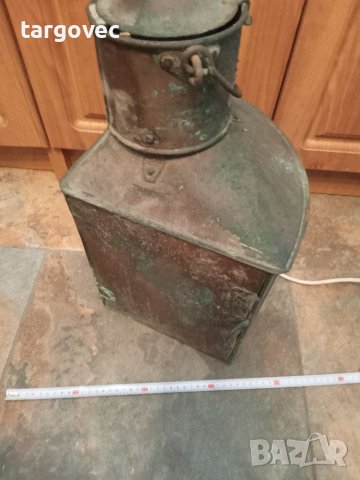 Голям корабен меден фенер, снимка 5 - Антикварни и старинни предмети - 41502558