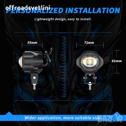 Универсален LED Диоден фар лупа къси дълги и халоген за мотор ATV Джип, снимка 3 - Аксесоари и консумативи - 49379985