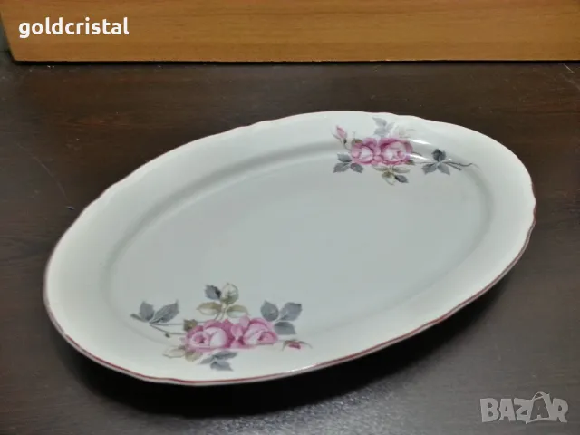 Стар български порцелан плато елипса , снимка 3 - Антикварни и старинни предмети - 48936698