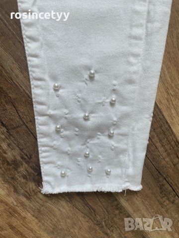 Бял панталон с перли , снимка 3 - Панталони - 37417189