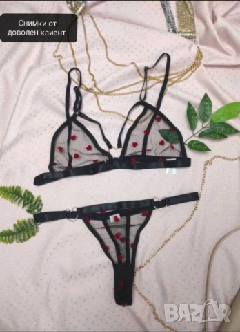 Дамско бело комплект прозрачни сутиен и прашки , снимка 7 - Бельо - 41813056