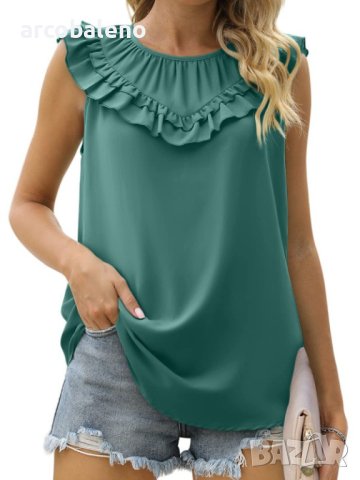 Дамски плисиран потник без ръкави от шифон, 8цвята , снимка 12 - Корсети, бюстиета, топове - 40340606