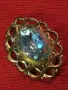 СТАРА ПОЗЛАТЕНА МЕДНА БРОШКА с ГОЛЯМ ФАСЕТИРАН ЗЕЛЕН КРИСТАЛ РЕТРО БИЖУ НАКИТ 44742, снимка 13