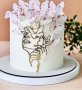 7 вид Абстрактно дамско лице с пеперуди златен контур топер украса декор торта, снимка 1 - Други - 40523204