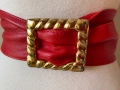 Червен колан от естествена кожа, Dixie, снимка 5
