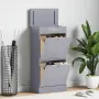 vidaXL Шкаф за обувки, сив, 50x28x98 см, дърво от пауловния, снимка 2