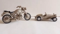 Метални мотор и ретро количка - часовници, снимка 3