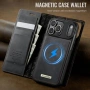 Нов iPhone 17 Pro Max PU кожен флип калъф 3 карти RFID стойка кейс Айфон, снимка 3