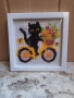 Готов гоблен Коте с колело, снимка 2