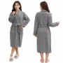 Дамски хотелски халат, класически, удобен, топъл, с връзки, мек, сив, снимка 11