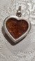 Сребърна висулка 925 сърце с кехлибар , снимка 3