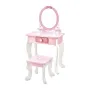 Детска тоалетка с огледало, чекмедже и табуретка, снимка 1