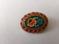 Винтидж италианска микромозайка с флорална овална игла, брошка, снимка 2
