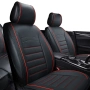 Кожена Тапицерия за кола, Калъфи за седалки 5 части, черно/червено, снимка 3