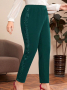 Елегантен панталон в зелено с висока талия, пайети, силно еластичен и много удобен, снимка 1 - Панталони - 44647503