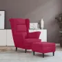 vidaXL Фотьойл Wingback с табуретка, виненочервен, кадифе（SKU: 3115936）, снимка 2