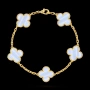 Van Cleef & Arpels VCA 5 Motifs Gold Chalcedony Vintage Alhambra Дамска Гривна, снимка 2