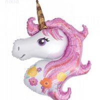 Еднорог Unicorn розова грива глава фолио фолиев балон хелий или въздух парти рожден ден, снимка 2 - Други - 34206396