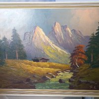 Картина в дървена рамка "Планински пейзажи", снимка 1 - Картини - 42162467