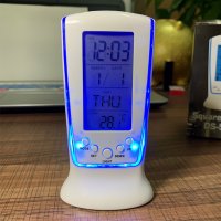 LED Цифров часовник/будилник със синя подсветка, електронен календар, термометър, Аларма , снимка 4 - Други - 40439214