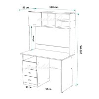 Бюро 110см. с 3 чекмеджета и надстройка(код-1060), снимка 7 - Бюра - 40735002