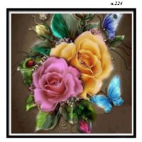 Диамантен гоблен букет цветя 30/30 см , снимка 1 - Гоблени - 33835013
