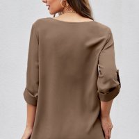 Дамска елегантна блуза в кафяво, снимка 5 - Блузи с дълъг ръкав и пуловери - 40518201