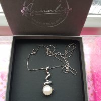 Сребърен синджир със естествена перла 925, снимка 2 - Колиета, медальони, синджири - 35788613