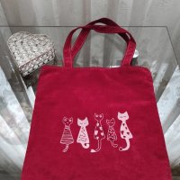 Текстилна дамска чанта с цип - ,,Котки", снимка 1 - Чанти - 40087566