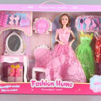 Кукла Барби с тоалетка, рокли, аксесоари и столче, снимка 3 - Кукли - 38955322