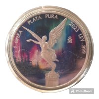 LIBERTAD Северно сияние Liberty 1 Oz сребърна монета Мексико 2023 г

, снимка 1 - Нумизматика и бонистика - 44413072