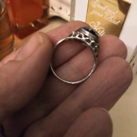 Авторски сребърен пръстен естествен будистки сапфир, снимка 2 - Пръстени - 44373728