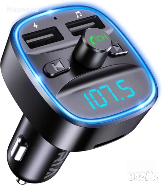 Bluetooth 5.3 FM трансмитер / Трансмитер за кола с Blutooth,USB,FM,SD, снимка 1
