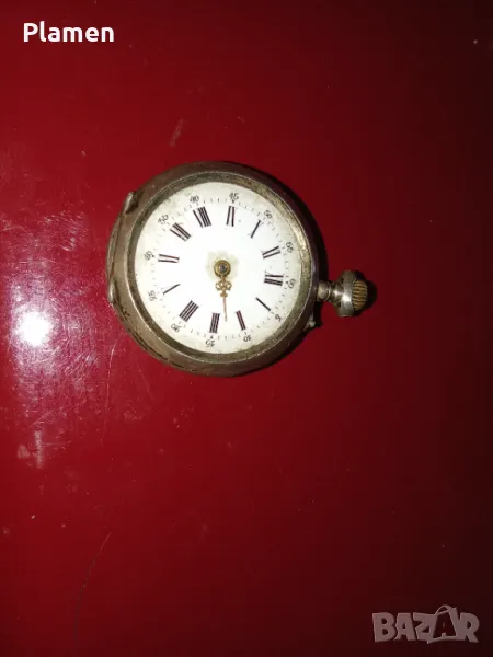 Стар джобен механичен сребърен часовник , снимка 1