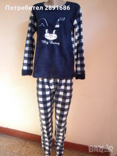 Дамска плюшена пижама различни разцветки, снимка 1