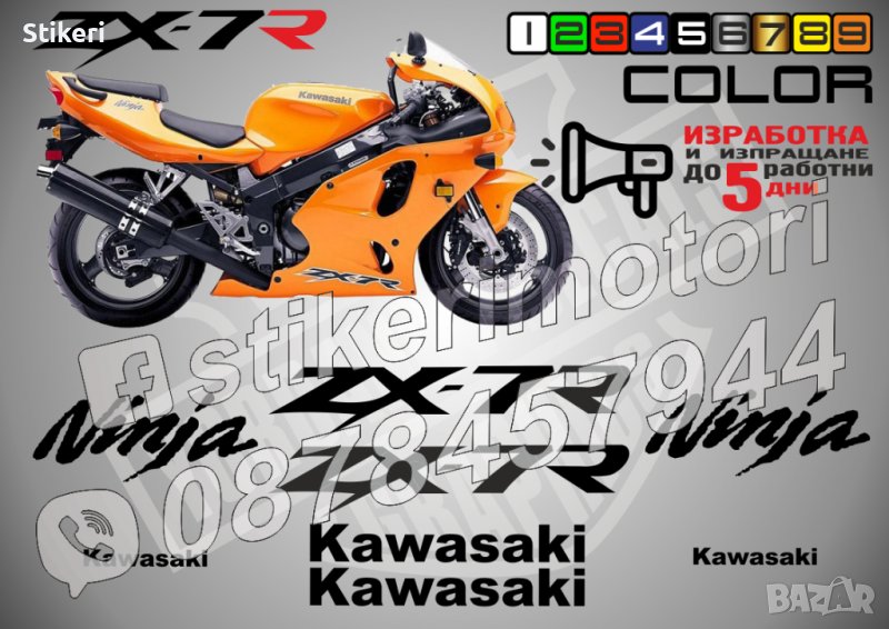 Kawasaki ZX-7R стикери надписи фолио за мотор Кавазаки, снимка 1