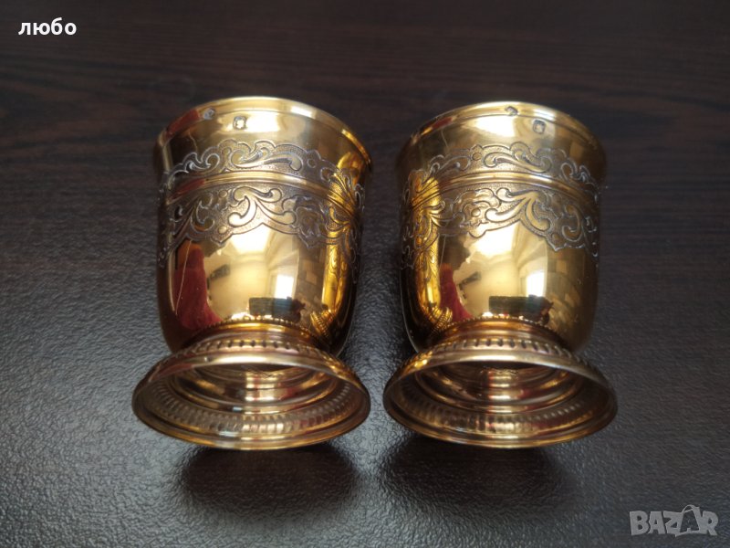 Чашки MINERVA Сребро 0,950 Във 24к Злато LOUGUER-LAPAR PARIS 1878г, снимка 1