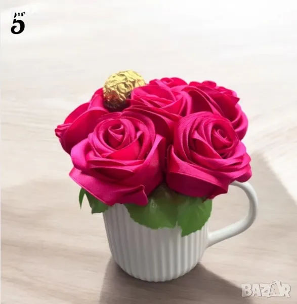 🎁Идея за подарък - букет от сатенени рози в различни цветове, снимка 1