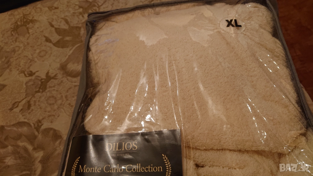 Български халат за баня Дилиос екрю,100% памук 450гр.кв.м., снимка 1