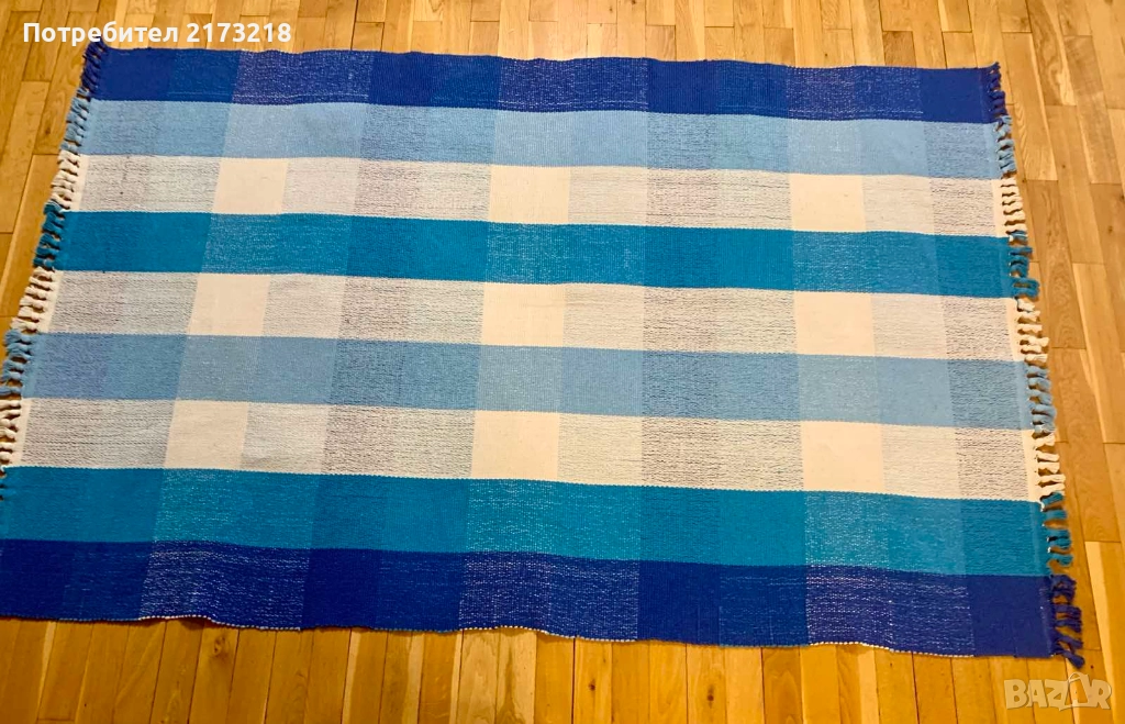 черга  - килим - синьо / бял цвят, снимка 1