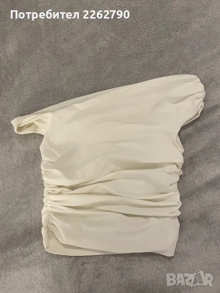 Бял топ Zara с паднало рамо, снимка 1