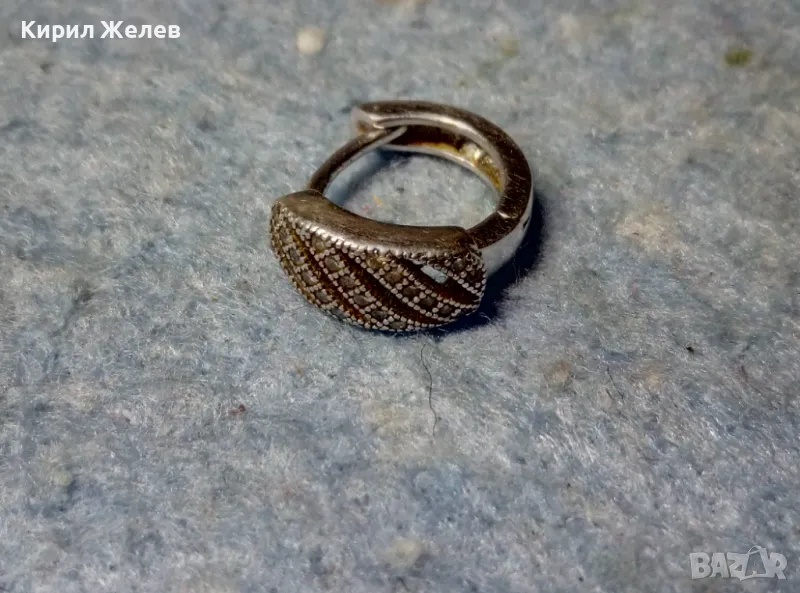 ПРЕКРАСНА СРЕБЪРНА ОБЕЦА СРЕБРО 925 с БЯЛА ПОЗЛАТА ЦИРКОНИ и ГЕРБА на УКРАЙНА 49898, снимка 1